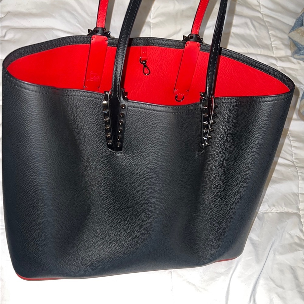 Christian Louboutin Black and Red Structured Tote